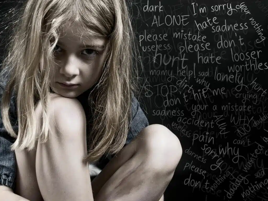 A child emotionally abused and neglected by parents or caregivers